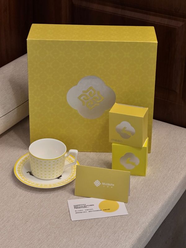  Custom Osmanthus Cup & Saucer Gift Box as VIP Mid-Autumn Gift for Luxury Hotel Group in Singapore, Malaysia & Thailand